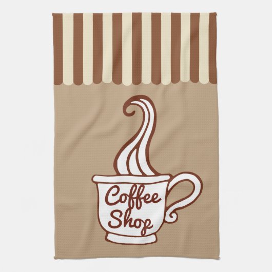 Retro koffiezaak keukenhanddoek cadeau (Verticaal)