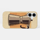 Retro koffiezetapparaat iPhone 16 hoesje (Achterkant horizontaal)
