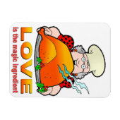 Retro koken design.Love is het magische ingrediënt Magneet (Horizontaal)