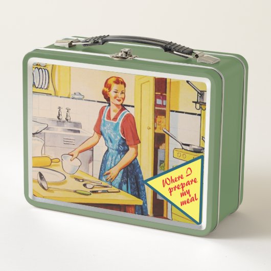 Retro  Koken Keuken Vrouw Lunch Boxen (Voorkant)