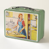 Retro Koken Keuken Vrouw Lunch Boxen (Achterkant)