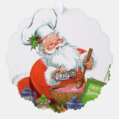 retro koken Santa tekst toevoegen Ornament Kaart (Voorkant)