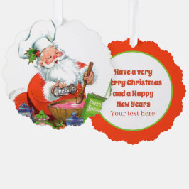 retro  koken Santa tekst toevoegen Ornament Kaart