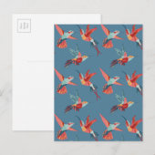 Retro kolibrie patroon 2 briefkaart (Voorkant / Achterkant)