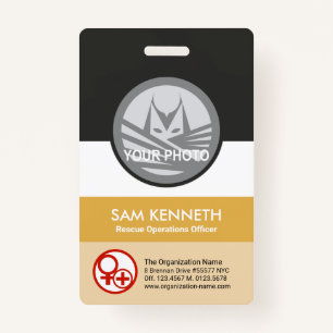 Retro Kolom Ronde foto Sjabloon ID Badge