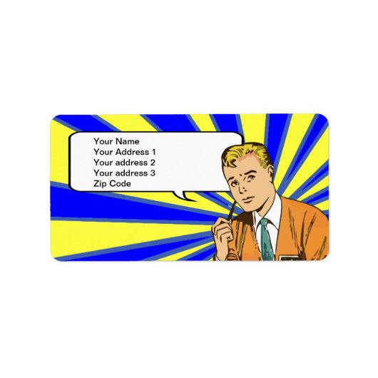 retro-komische adresetiketten etiket (Voorkant)