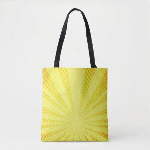 retro komische gele achtergrondraster halve gradië tote bag