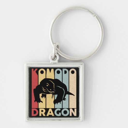  Retro Komodo Dragon Silhouette Sleutelhanger (Voorkant)