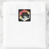 Retro Komodo Dragon Silhouette Vierkante Sticker (Tas)