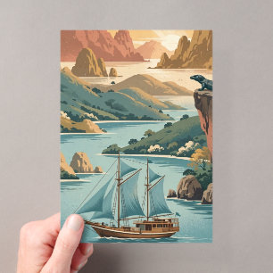 Retro Komodo-eiland Indonesië Acryl Uitnodigingen