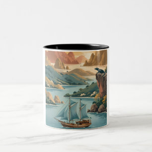 Retro Komodo-eiland Indonesië Tweekleurige Koffiemok