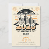 Retro kondigt nieuwjaarsfeest 2026 aan kaart (Voorkant)