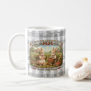 Retro Konijn Aardbeienveld Cottagecore Illustratie Koffiemok