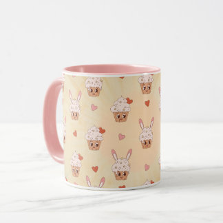 Retro Konijn Cupcakes Patroon Mok