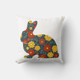 Retro konijn en bloemen kussen