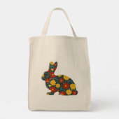 Retro konijn en bloemen tote bag (Achterkant)