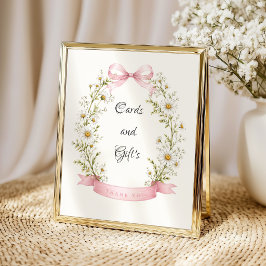 Retro Konijn Gingham Baby Shower Tafelbord Poster