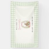 Retro Konijn Gingham Baby Shower Welkom Banner (Verticaal)