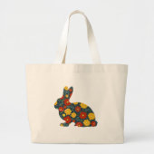 Retro konijntje en bloemen grote tote bag (Voorkant)