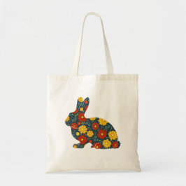 Retro konijntje en bloemen tote bag