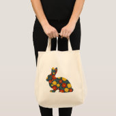 Retro konijntje en bloemen tote bag (Voorkant (product))