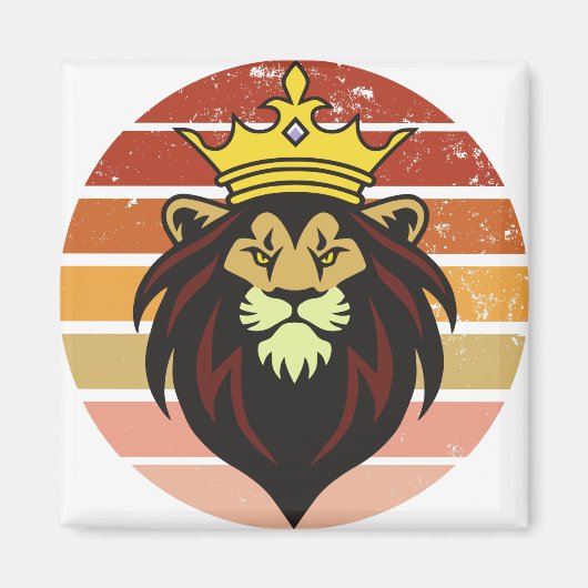 Retro koningsleeuw magneet (Voorkant)