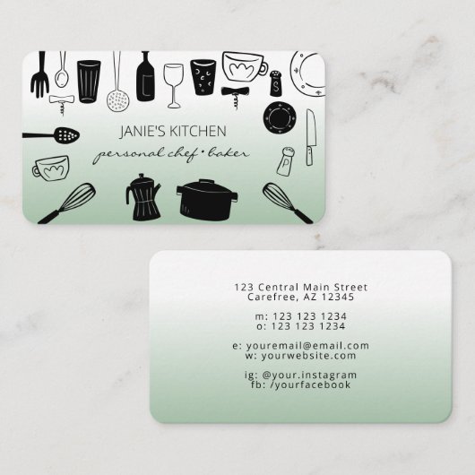 Retro kookgerei persoonlijke chef-kok visitekaartje (Voorkant / Achterkant)