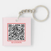 Retro Koop de Bruid Eén Drankje QR Code Rood Roze Sleutelhanger (Achterkant)