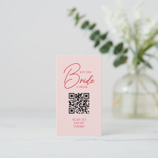 Retro Koop de Bruid een Drink Bachelorette QR Code Informatiekaartje (Staand voorkant)