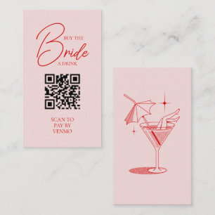Retro Koop de Bruid een Drink Bachelorette QR Code Informatiekaartje