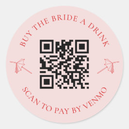 Retro Koop de Bruid een Drink Bachelorette QR Code Ronde Sticker