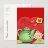 Retro Kop thee Valentijn Feestdagenkaart (Voorkant / Achterkant)