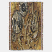 Retro koperen messing tandwielen Steampunk Antiek Deken (Voorkant Verticaal)