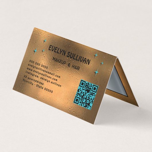 Retro koperen oogschaduw palet gevouwen loyaliteit visitekaartje (Achterkant)