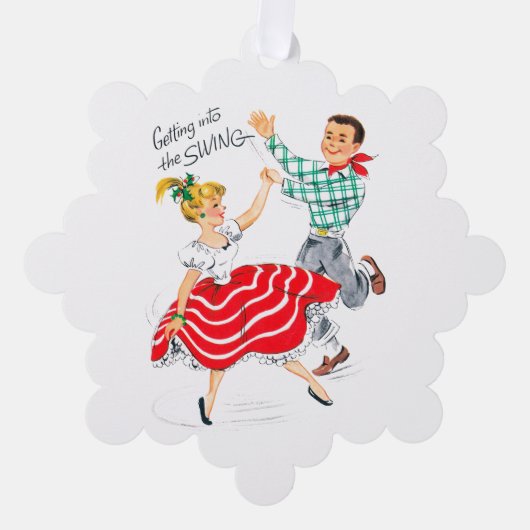 retro  Koppel bericht toevoegen Ornament Kaart (Voorkant)