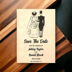 Retro Koppel Comic Wedding Save the Date Acryl Uitnodigingen