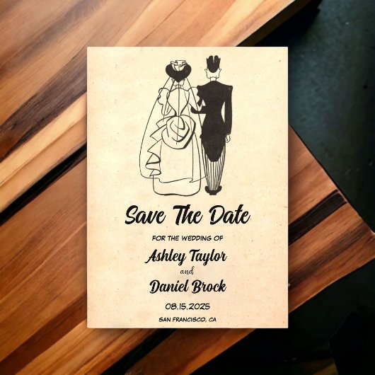 Retro Koppel Comic Wedding Save the Date Acryl Uitnodigingen
