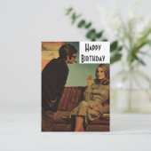 Retro Koppel Gefeliciteerd Briefkaart (Staand voorkant)