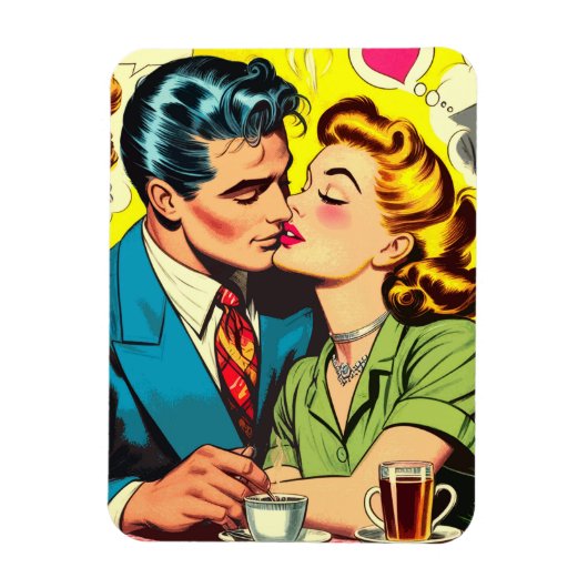 Retro koppel houdt van strips magneet (Verticaal)