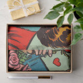 Retro koppel houdt van Valentijnse strips Tissuepapier (Geschenk)