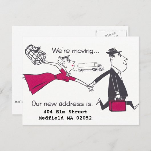 Retro koppel in beweging Adreswijziging Aankondigingskaart (Voorkant / Achterkant)