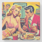 Retro koppel jaren 50 stenen onderzetter (Voorkant)