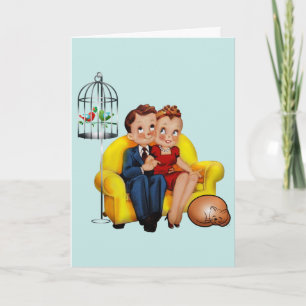 RETRO KOPPEL KAT IK HOU VAN ONZE LEVENS KAARTEN