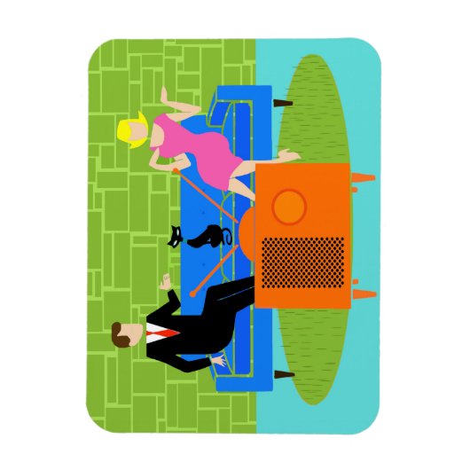 Retro Koppel met Cat Flexibele Magneet (Verticaal)