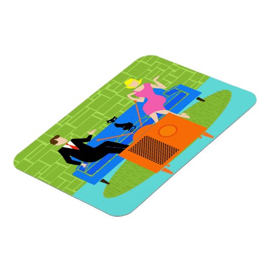 Retro Koppel met Cat Flexibele Magneet (Linkerzijde)