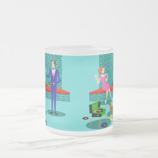 Retro Koppel met Dog Frosted Glass Mok (Center)