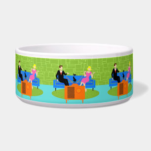 Retro Koppel met Kat Keramische Pet Bowl Voerbakje
