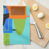 Retro Koppel met Kat Keukenhanddoek (Quarter Fold)