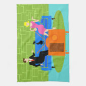 Retro Koppel met Kat Keukenhanddoek (Verticaal)