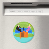 Retro Koppel met Kat Magnet (Insitu (Vaatwasser))